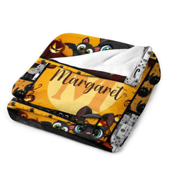 Free Shipping✈️Personalized Halloween Pumpkin Name Blanket – Custom Name Baby Blanket