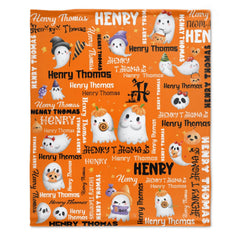 Free Shipping✈️Halloween Cute Ghost Name Custom Blanket - Halloween Gifts