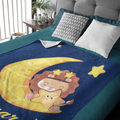 Personalized Baby Boy Moon Lion Blanket