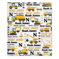 Free Shipping✈️Personalized Construction Trucks Blanket for Kids