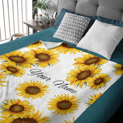 Free Shipping✈️Personalized Custom Sunflower Blanket with Name for Adults Kids Baby