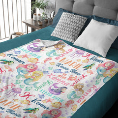 Free Shipping✈️Personalized Mermaid Name Pattern Baby Blanket