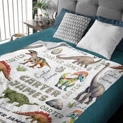 Free Shipping✈️Personalized Dinosaur Baby Blanket-Customized Name for Kids