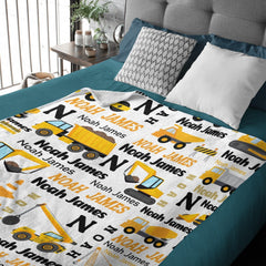 Free Shipping✈️Personalized Construction Trucks Blanket for Kids