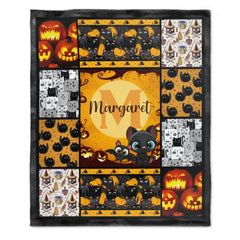 Free Shipping✈️Personalized Halloween Pumpkin Name Blanket – Custom Name Baby Blanket