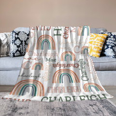 Free Shipping✈️ Personalized Modern Rainbow Name Pattern Baby Blanket