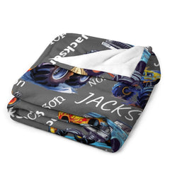 Free Shipping✈️Personalized Custom Name Monster Trucks Blankets Blanket for Kids