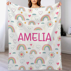 Free Shipping✈️Personalized Custom Name Baby Toddler Rainbow Blanket