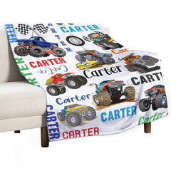 Free Shipping✈️Personalized Name Customized Monster Truck Blanket