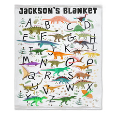 Free Shipping✈️Personalized Dinosaur Alphabet Name Custom Blanket