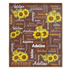 Free Shipping✈️Personalized Customized Name Sunflower Blanket for Kids Baby Family