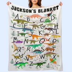 Free Shipping✈️Personalized Dinosaur Alphabet Name Custom Blanket