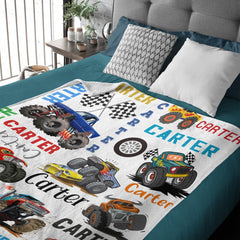 Free Shipping✈️Personalized Name Customized Monster Truck Blanket