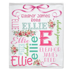 Free Shipping✈️Personalized Custom Name Floral Baby Blanket