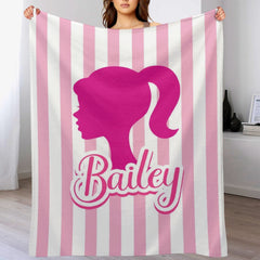 Free Shipping✈️Personalized Name Custom Pink Girl Blanket