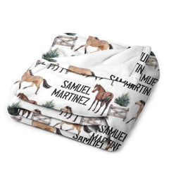 Free Shipping✈️Personalized Swaddle Equestrian Baby Blanket - Horse