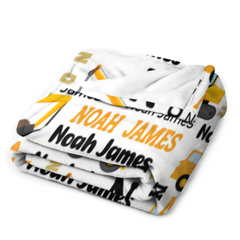 Free Shipping✈️Personalized Construction Trucks Blanket for Kids