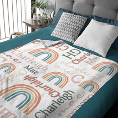 Free Shipping✈️ Personalized Modern Rainbow Name Pattern Baby Blanket