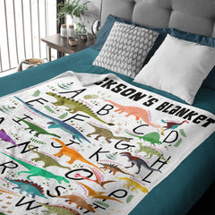 Free Shipping✈️Personalized Dinosaur Alphabet Name Custom Blanket