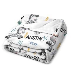 Free Shipping✈️Personalized Custom Name Zebra Baby Blanket