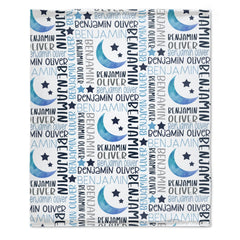 Free Shipping✈️Personalized Custom Baby Name Moon and Stars Blanket