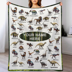 Free Shipping✈️Personalized Jurassic Dinosaur Name Custom Blanket