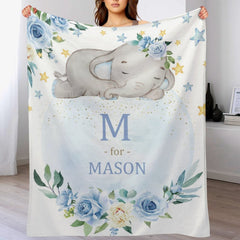 Free Shipping✈️Customized Baby elephant Blanket With Personalized Name For Baby boys and girls