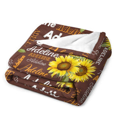 Free Shipping✈️Personalized Customized Name Sunflower Blanket for Kids Baby Family