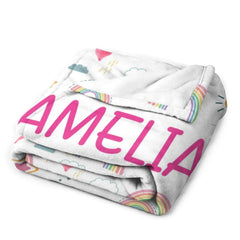 Free Shipping✈️Personalized Custom Name Baby Toddler Rainbow Blanket