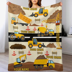 Free Shipping✈️Personalized Name Construction Site Kids Blanket