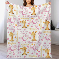 Free Shipping✈️Custom Name Personalized Giraffe Baby Blanket