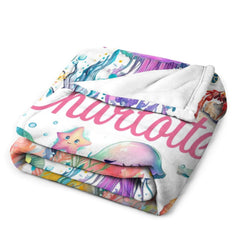 Free Shipping✈️Personalized Baby Toddler Name Blanket-Watercolor Sea Animals