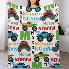 Free Shipping✈️Personalized Monster Trucks Name Blanket