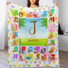 Free Shipping✈️Personalized Baby Blanket Initial Letter Alphabet Blankets