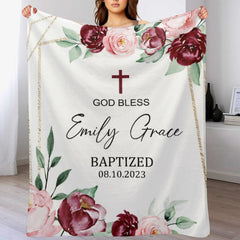 Free Shipping✈️Personalized Baptism God Bless Name Blanket