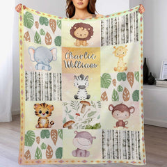 Personalized Custom Baby Name Blanket-Woodland Animals Theme