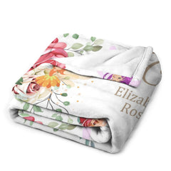 Free Shipping✈️Personalized Custom Name Baby Blanket-Flower Fairy Garden