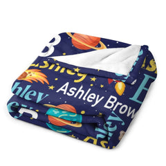 Free Shipping✈️Personalized Space Theme Blanket with Name Gift for Children