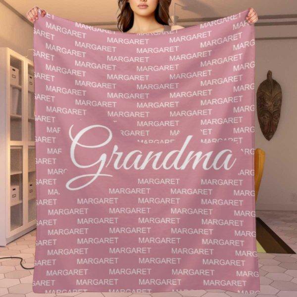 Gift For Grandma Grandpa Grandparents With Grandkids Names Personalized Fleece Blanket - xoqan