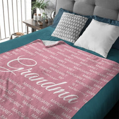 Gift For Grandma Grandpa Grandparents With Grandkids Names Personalized Fleece Blanket - xoqan