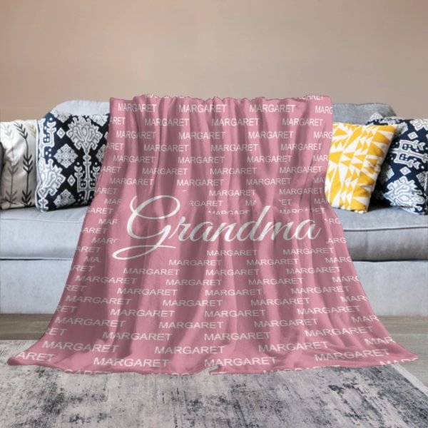 Gift For Grandma Grandpa Grandparents With Grandkids Names Personalized Fleece Blanket - xoqan