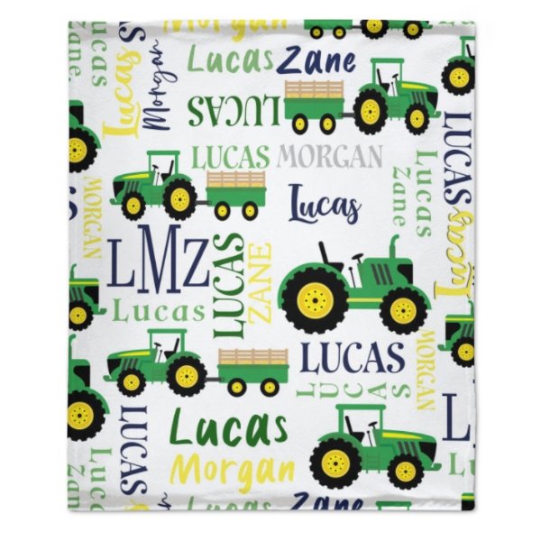 Personalized Farm Tractor Blanket - Gift for Baby - xoqan