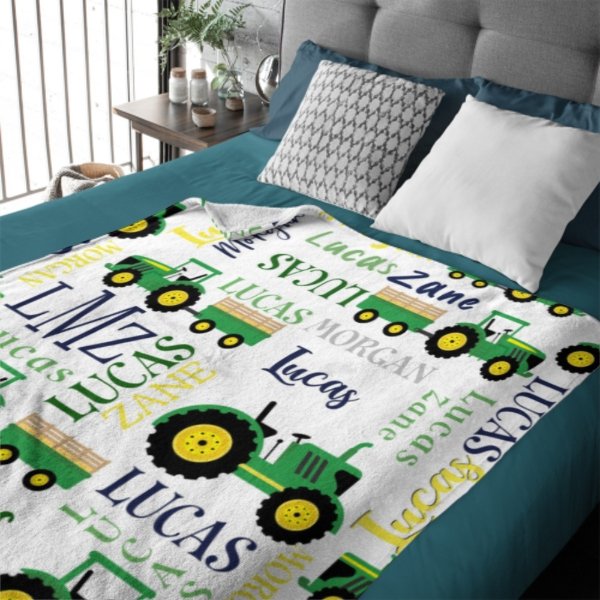 Personalized Farm Tractor Blanket - Gift for Baby - xoqan