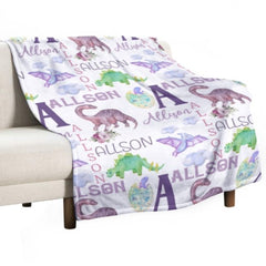 Personalized Name Dinosaur Blanket - Gifts for Kids - xoqan