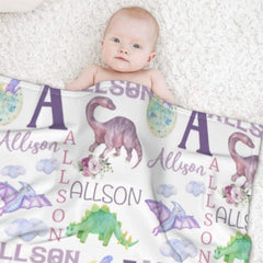 Personalized Name Dinosaur Blanket - Gifts for Kids - xoqan