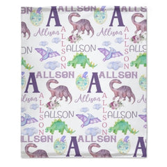 Personalized Name Dinosaur Blanket - Gifts for Kids - xoqan