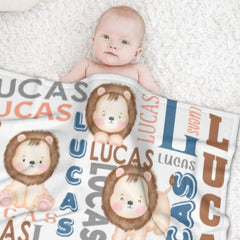 Personalized Name Lion Baby Blanket - Gifts for Kids - xoqan