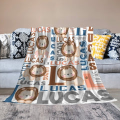 Personalized Name Lion Baby Blanket - Gifts for Kids - xoqan