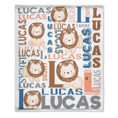 Personalized Name Lion Baby Blanket - Gifts for Kids - xoqan