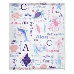 Personalized Sea Animal Blanket - Baby Birthday Gift - xoqan